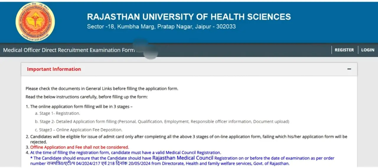 Medical Officer Login Register