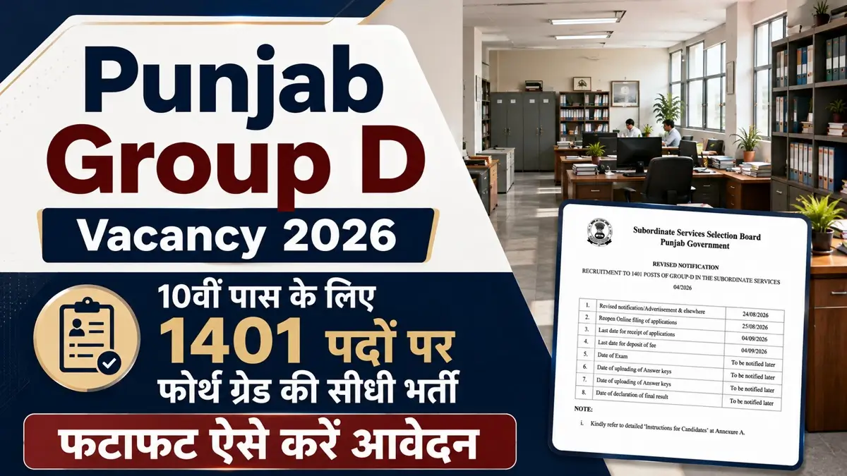 Punjab Group D Vacancy 2026 Advt 042026 Release