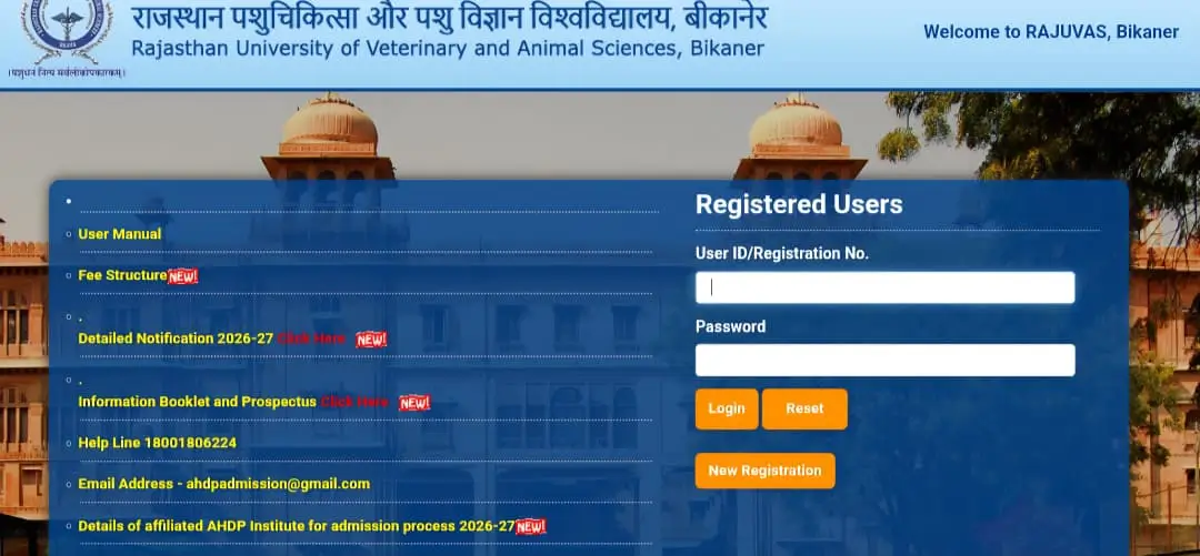 RAJUVAS New Registration