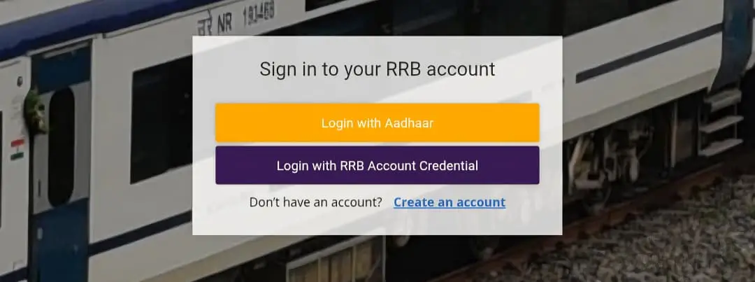 RRB JE Create an Account