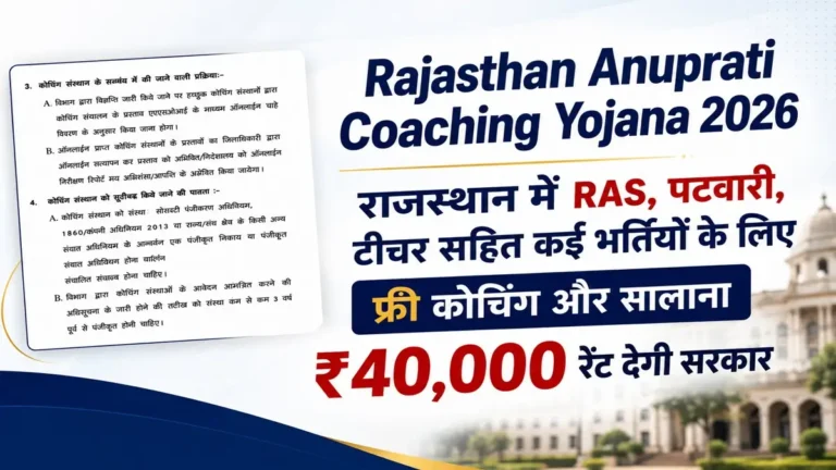 Rajasthan Anuprati Coaching Yojana 2026 Apply Now