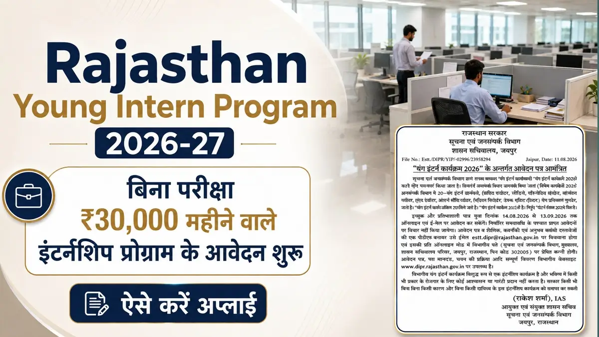 Rajasthan Young Intern Program 2026-27 Notification Release, Check Full Details 