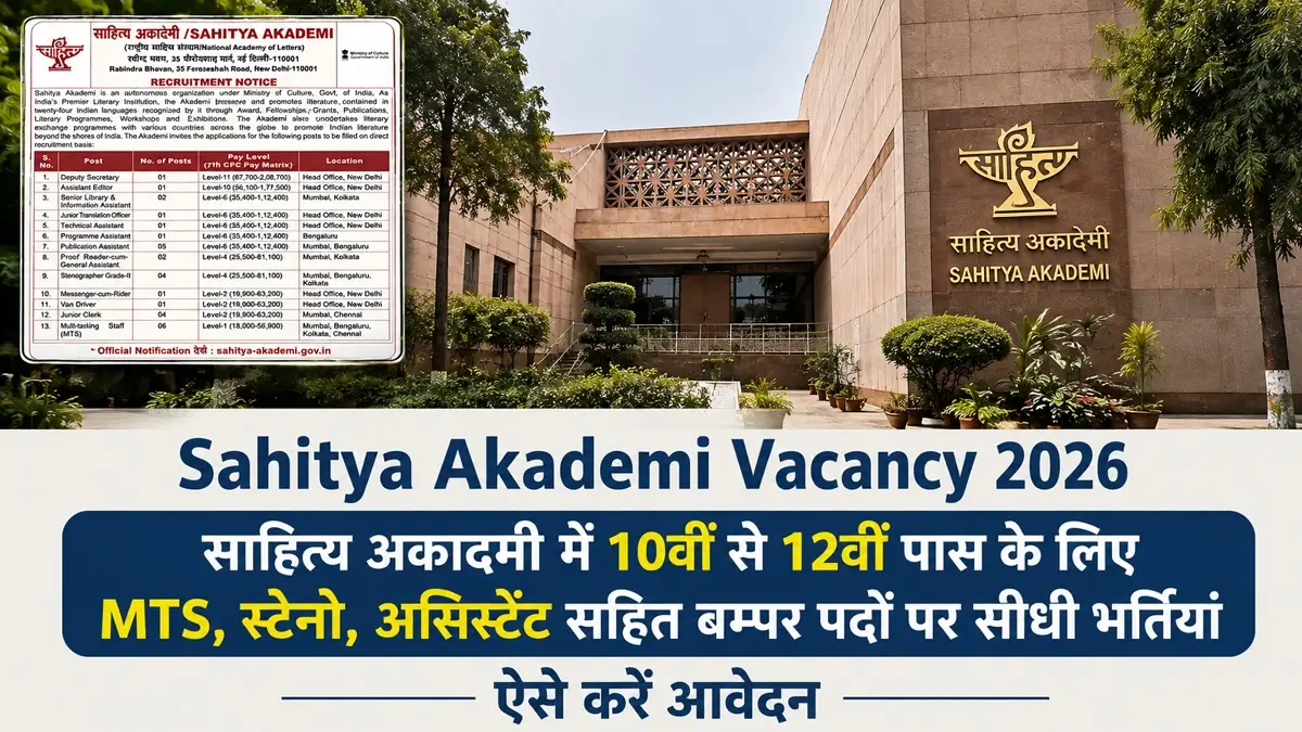 Sahitya Akademi Vacancy 2026 Advt No SA5022026 Release Download Form