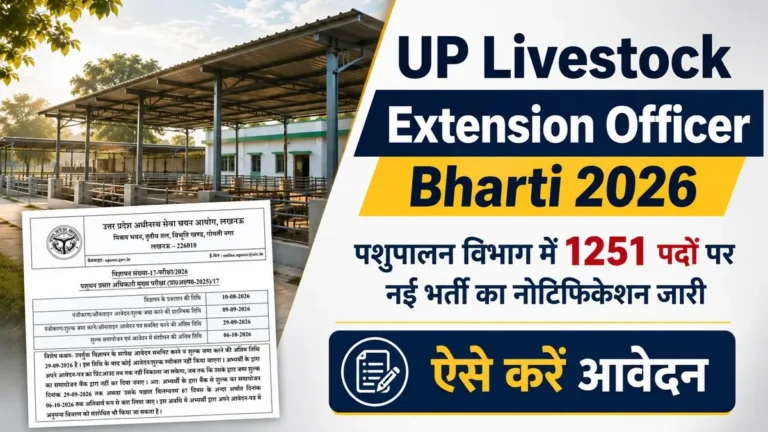 UP Livestock Extension Officer Bharti 2026 UPSSSC Advt No.17-Exam Release