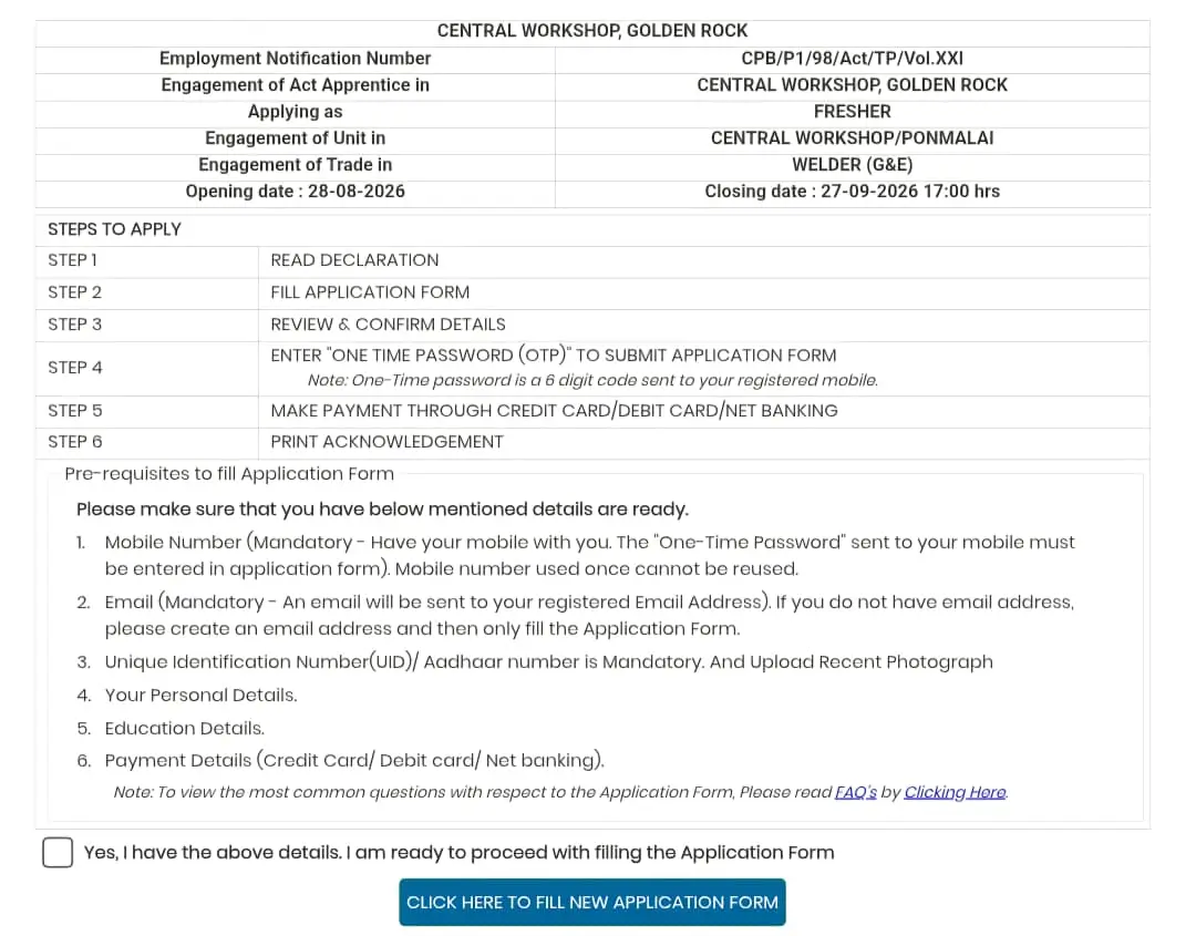 Click Here to Fill New Application Form