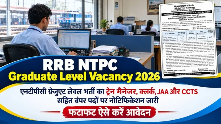 RRB NTPC Graduate Level Vacancy 2026 CEN No. 062026 Release
