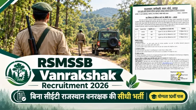 RSMSSB Vanrakshak Recruitment 2026 Short Notice Release