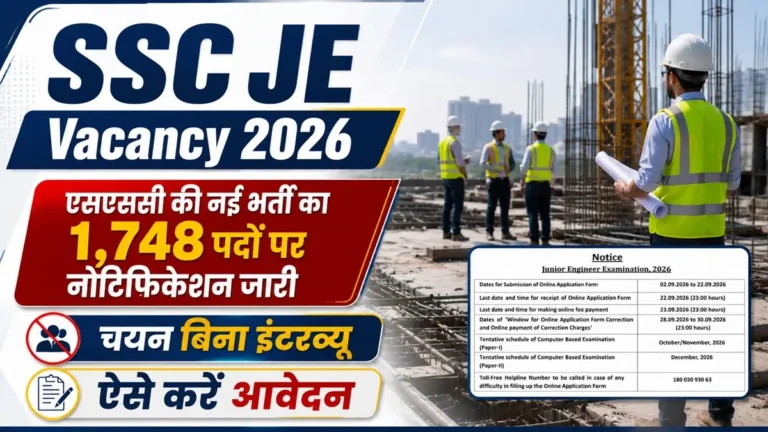 SSC JE Vacancy 2026 Notification Release for 1748 Posts
