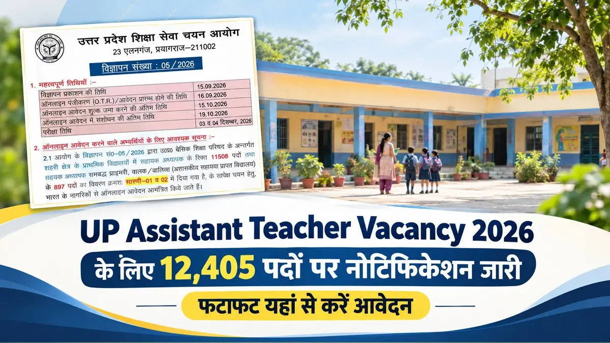 UP Assistant Teacher Vacancy 2026 Advt No 052026 Release 